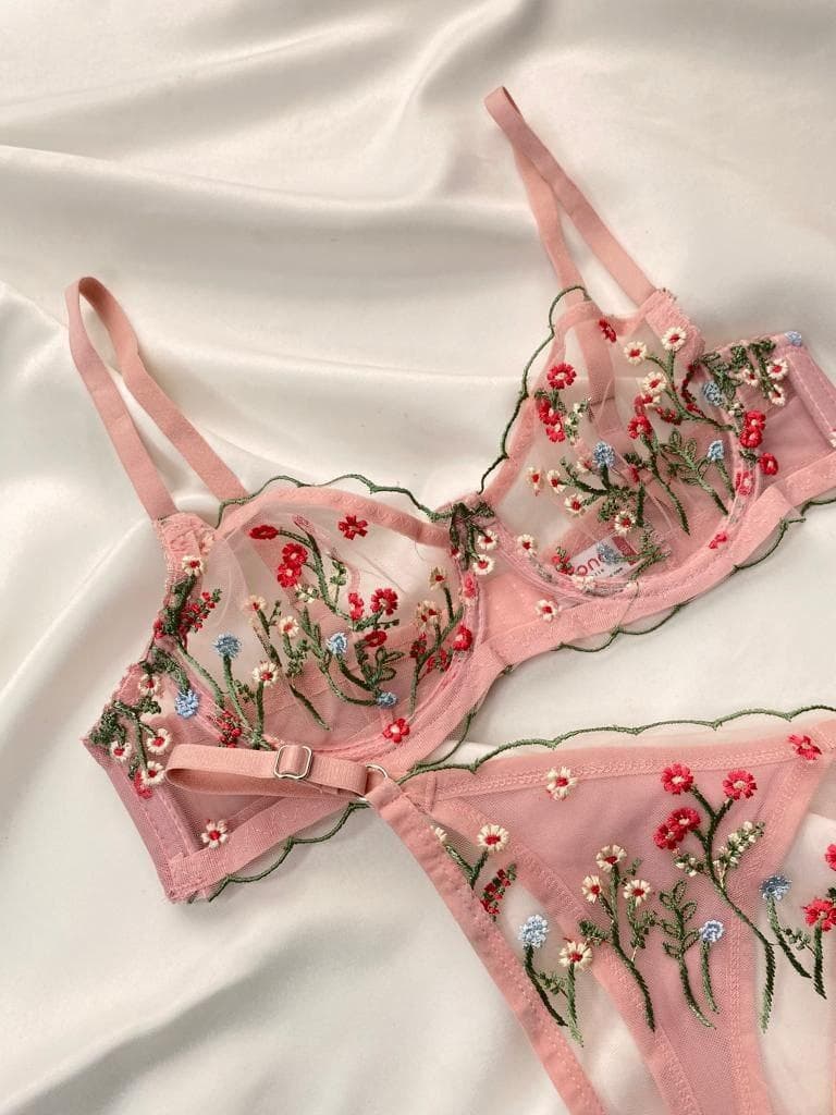 Velours Secrets Pembe Dallı Brode Takım - 2