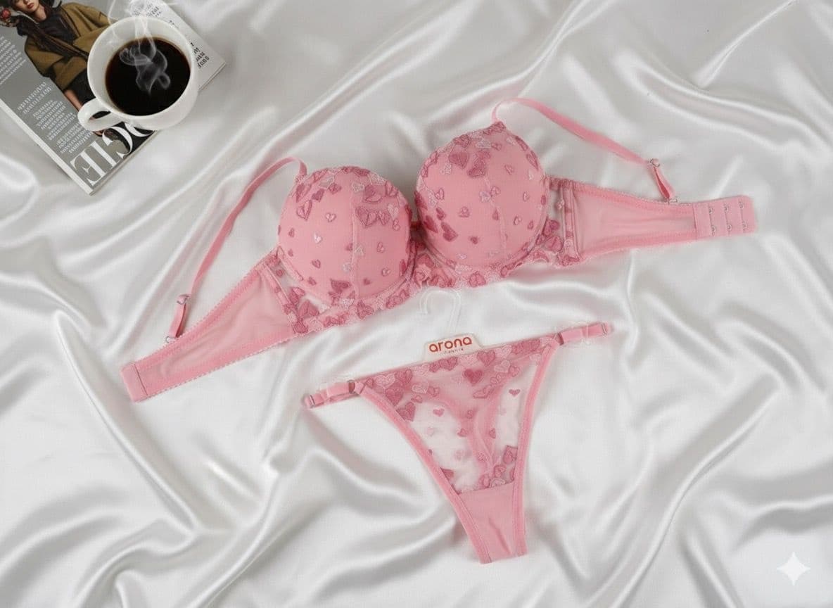 Pembe Dolgulu Kalpli Push Up Iç Çamaşırı Takımı - 4